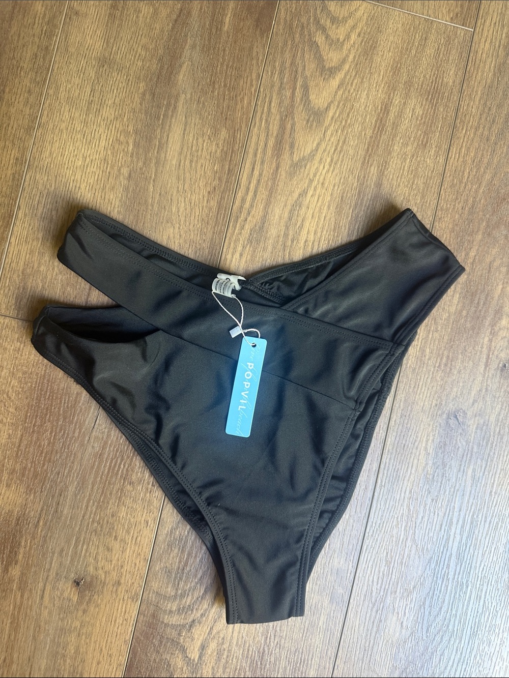 High-Waist Black V-Cut Bikini Bottom